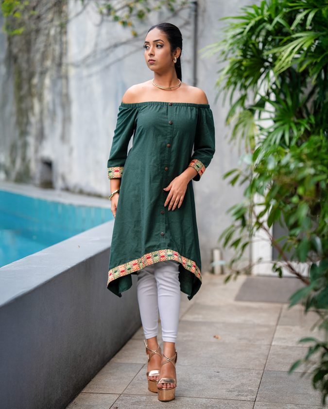 forest-green-cotton-0kurti-front-view