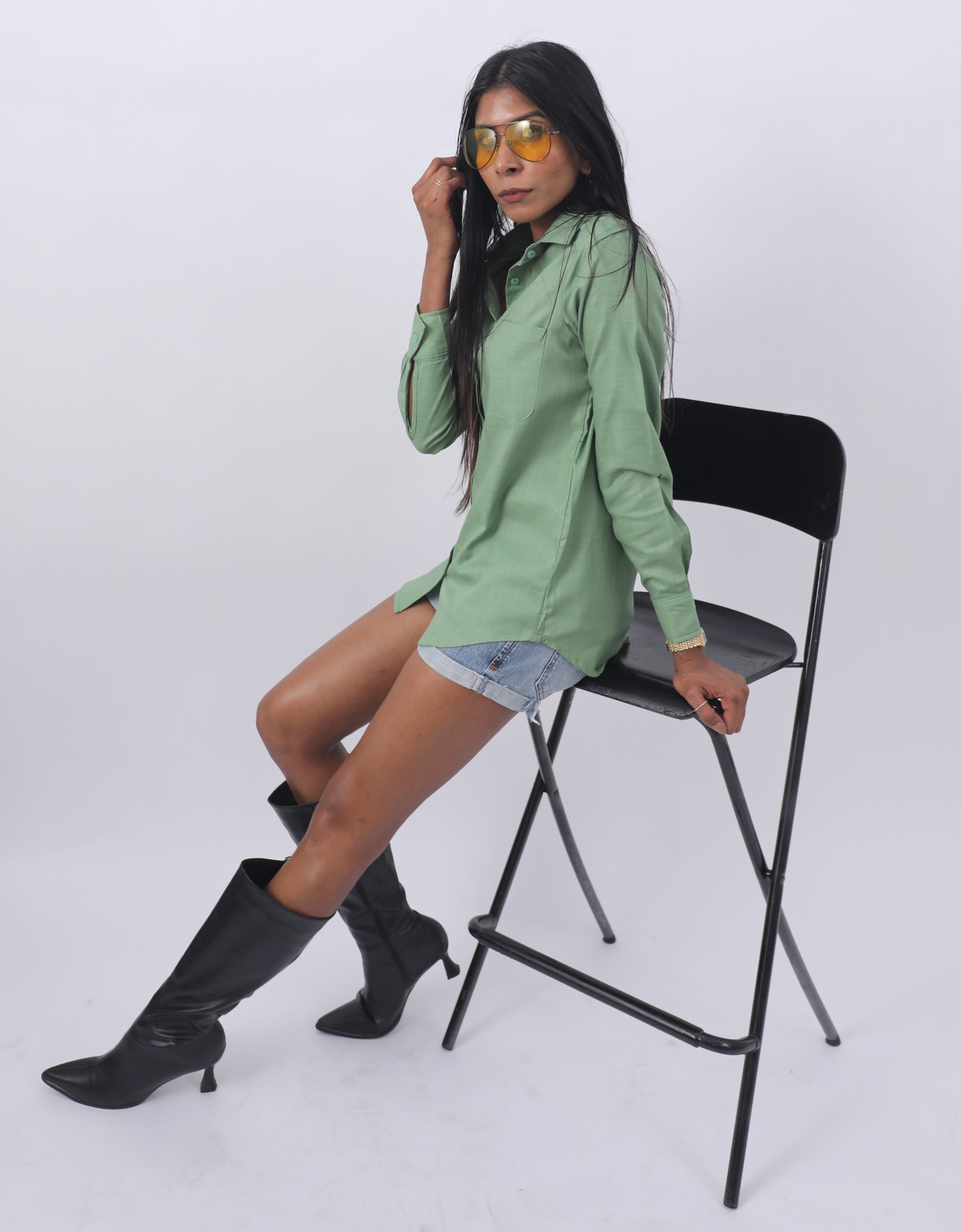 Sage Regular fit Linen Shirt with pockets - Image 3