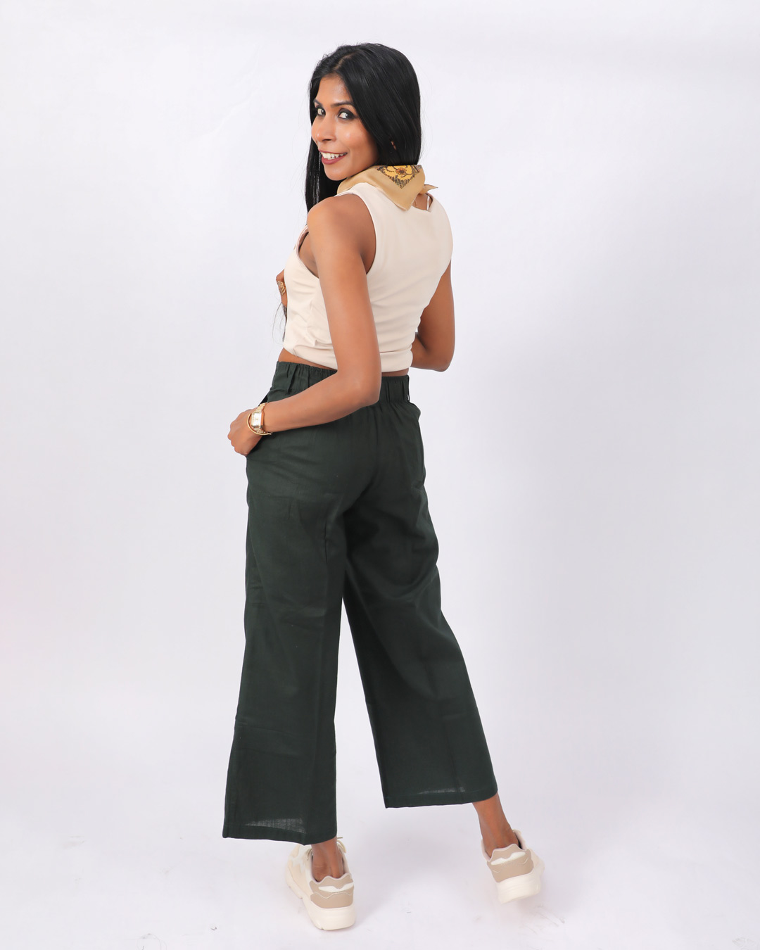 Forest Green Linen Drift Trouser - Image 3