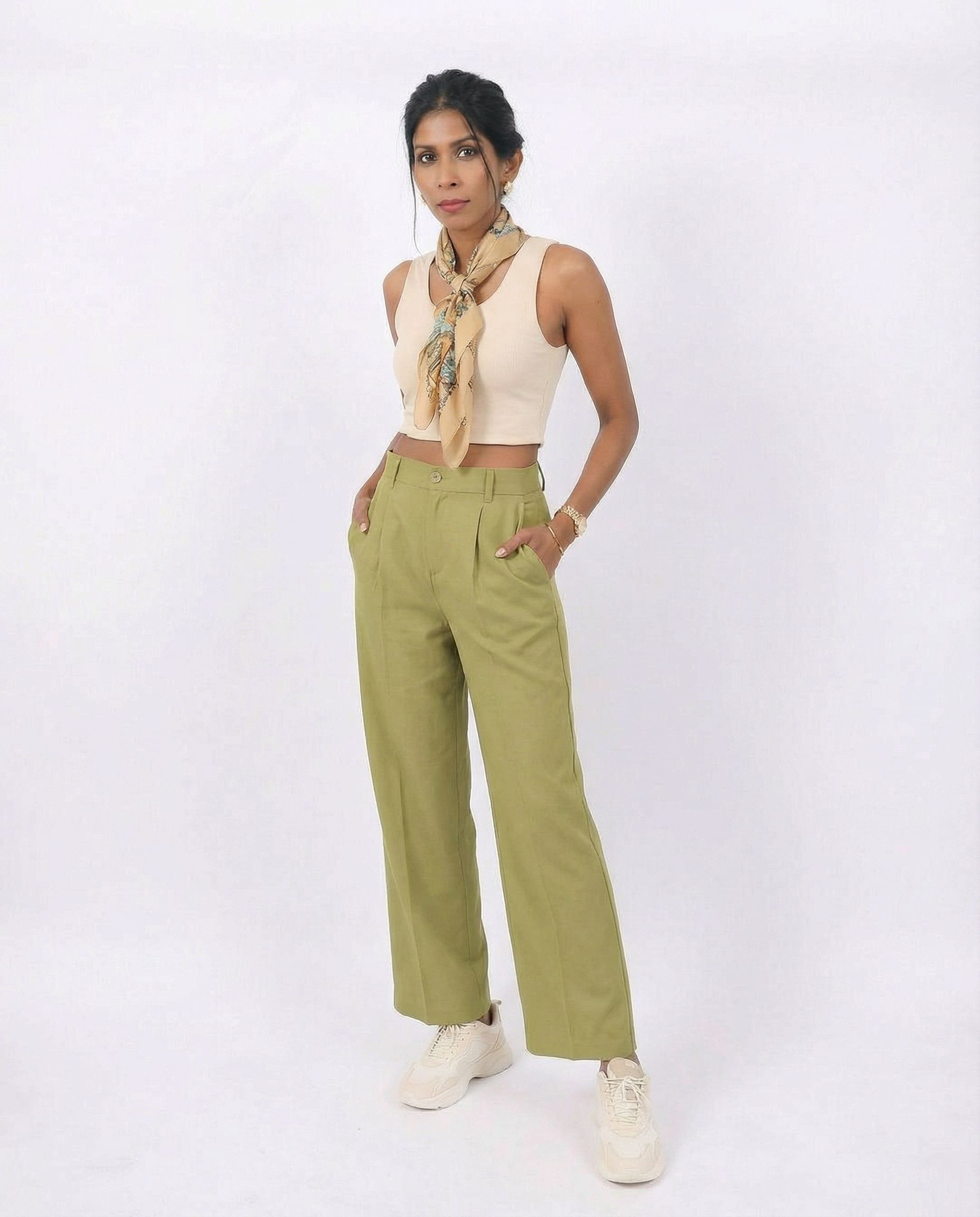 Khaki Linen Drift Trouser